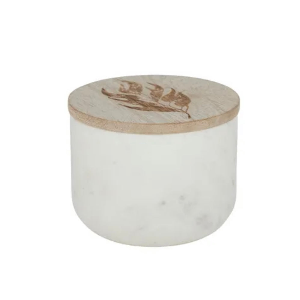 marble & wood canister